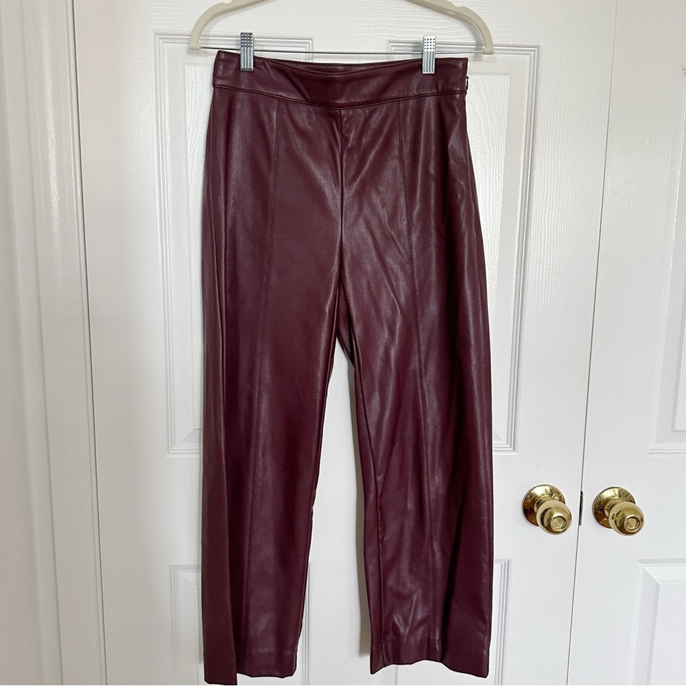 Ann Taylor faux leather burgundy/purple/mauve pants, size 0